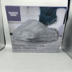 Sharper Image Gray Heated Foot Pillow with Vibration
